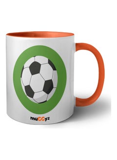 Buy Football Printed Mug Orange/White/Green in UAE