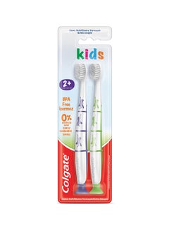 Buy 2-Piece Kids Toothbrush Bpa-Free Extra Soft Multicolour in Saudi Arabia