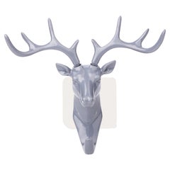 Buy Deer Elk Head Shape Towel Hanger No Punching Hanging Hook Grey 12cm in Saudi Arabia