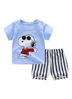 Buy 2-Piece Children Home Suit Top and Shorts Multicolour in Saudi Arabia