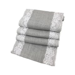 Buy Vintage Lace Table Runner Grey 30x180cm in UAE