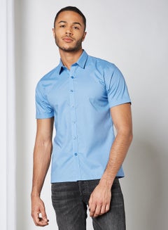 Buy Basic Short Sleeve Shirt Blue in UAE
