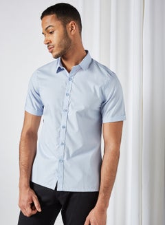 Buy Basic Short Sleeve Shirt Blue in UAE