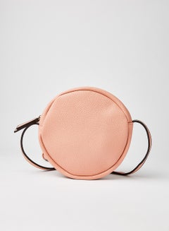 Buy Adjustable Strap Zipper Closure Round Pu Casual Womens Crossbody Bag Pink in Saudi Arabia