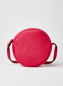 Buy Adjustable Strap Zipper Closure Round Pu Casual Womens Crossbody Bag Fuchsia in Saudi Arabia