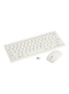 اشتري لوحة مفاتيح لاسلكية محمولة وماوس مع غطاء واق للوحة المفاتيح أبيض في الامارات