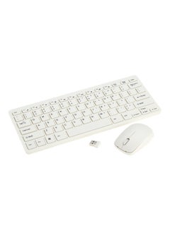 Buy Portable Wireless Keyboard And Mouse With Keyboard Protective Film White in UAE