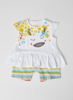 Buy Baby Graphic Playsuit White in UAE