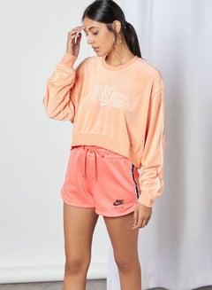 Buy Retro Femme Terry Cropped Sweatshirt Orange Trance in UAE