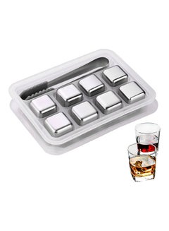 Buy 8 Piece Reusable Stainless Steel Ice Cubes Chilling Stones silver 15.50 x 4.00 x 11.20cm in UAE