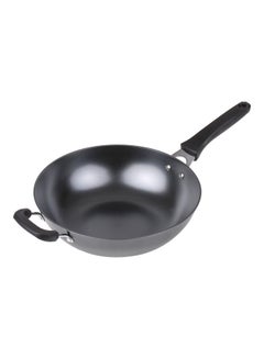 Buy 12-inch Cast Iron Wok Fry Pan with Lid PFOA-Free Nonstick Stir-Fry black 57.00 x 16.00 x 38.00cm in Saudi Arabia