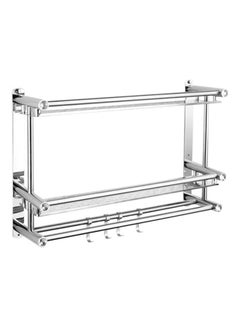 Buy Stainless Steel Double Shelf Silver 42.5x17.5x8.5cm in UAE