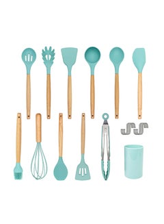 اشتري 12-Piece Non-Stick Kitchen Utensils Set أخضر / بني في السعودية