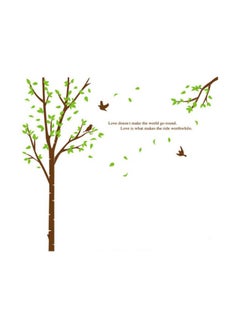 Buy Giant Huge Large Brown Birch Tree & Green Leaves Branches Black Birds Wall Sticker Multicolour 90x60cm in Egypt