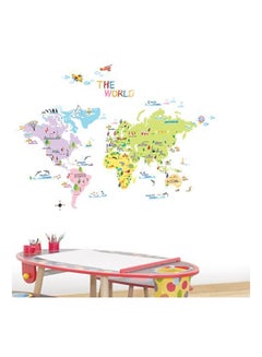 Buy Colorful World Map For Children's Study Room Self Adhesive Individual Stickers For Wall Or Glass Decorations. Multicolor 50x70cm in Egypt