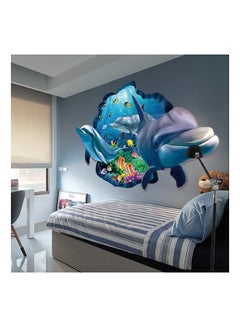 Buy Cartoon 3D Dolphin Living Room Decorative Wall Sticker Multicolor 90x60cm in Egypt