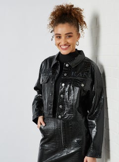 Buy Retro Fake Croco Jacket Black in UAE