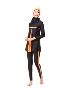 Buy 3-Piece Long Sleeve Burkini Black/Orange in UAE