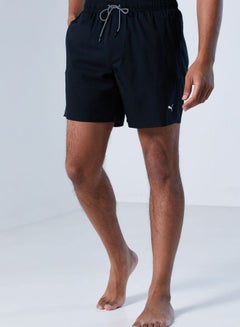 Buy Essential Elastic Waist Swim Shorts Black/White in UAE