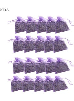 Buy 20-Piece Sachet With Dried French Lavender Flower Bud Set Purple 7x9cm in Egypt
