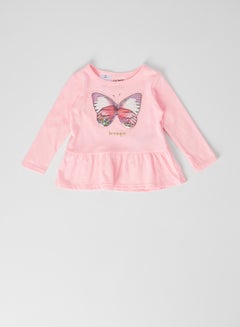 Buy Baby Interactive Butterfly Peplum Top Bright Pink in UAE