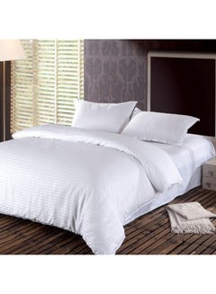 Buy HOTEL COMFORTER SET MICROFIBER KING 6PCS  STRIPE Polyester White in UAE