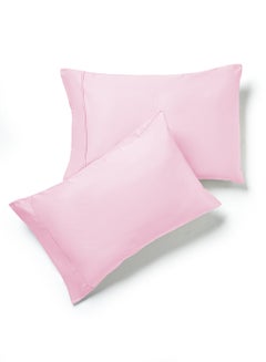 Buy 2-Piece 400 Thread Count 100% Cotton Solid Luxury King Size Pillow Cover Set Cotton Light Pink 20x40inch in Saudi Arabia