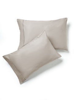 Buy 2-Piece 400 Thread Count 100% Cotton Solid Luxury King Size Pillow Cover Set Cotton Taupe 20x40inch in Saudi Arabia