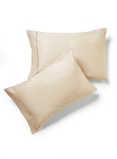 Buy 2-Piece 400 Thread Count 100% Cotton Solid Luxury King Size Pillow Cover Set Cotton Cream 20x40inch in Saudi Arabia