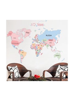 Buy Colorful English Letter World Map Wall Sticker Multicolour 90x60cm in Egypt