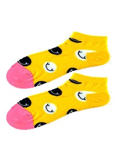 Buy Pair Of Printed Cotton Socks Yellow/Black/Pink in Saudi Arabia