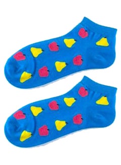 Buy Pair Of Printed Cotton Socks Blue/Yellow/Pink in Saudi Arabia