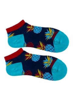 Buy Pair Of Printed Cotton Socks Black/Blue/Red in Saudi Arabia