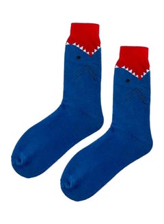 Buy Pair Of Printed Cotton Socks Blue/Red in Saudi Arabia