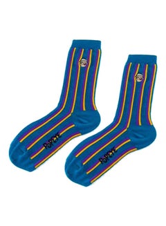 Buy Pair Of Printed Cotton Socks Blue/Purple/Yellow in Saudi Arabia