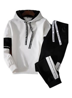 Buy Comfortable Long Sleeves Pullover Set Black/White in Saudi Arabia