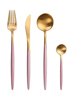 Buy 4-Piece Stainless Steel Cutlery Set Pink/Gold in UAE