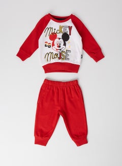 Buy Baby Boys Mickey Mouse Sweatshirt And Joggers Set Red in Saudi Arabia