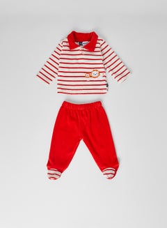 Buy Baby Boys Striped Pants Set Red in Saudi Arabia