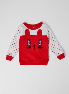 Buy Baby Kittie Face Sweatshirt Red in Saudi Arabia