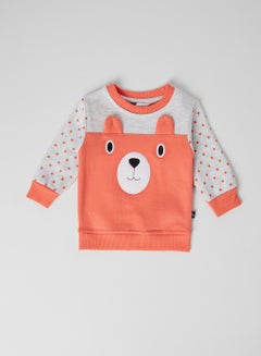 Buy Baby Boys Bear Face Sweatshirt Coral in Saudi Arabia