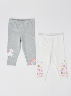 Buy Baby Unicorns & Heart Print Leggings (Pack of 2) Multicolor in Saudi Arabia