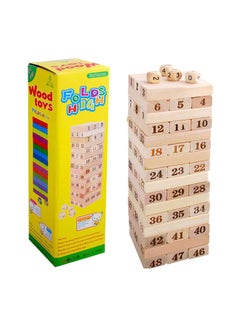 Buy 48-Wooden Piece Beech Jenga Fold High Stacking Creative Toy Set For Children in Egypt