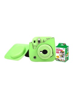 اشتري Instax Mini 9 Instant Film Camera Lime Green With Leather Carry Case And 20 Sheets في مصر