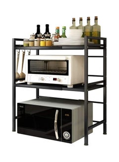 اشتري 3-Tier Kitchen Microwave Oven Rack Counter Shelf Black 73.5x65x32cm في السعودية