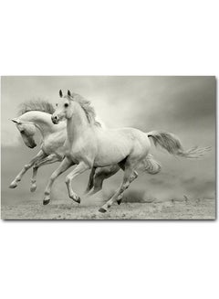 اشتري لوحة فنية لديكور الحائط تمثل أحصنة بيضاء رمادي 40x60سم في الامارات