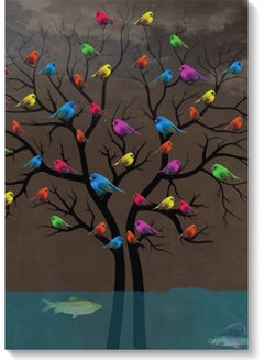 Buy Birds Wall Art Painting Multicolour 40x60cm in UAE