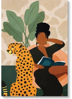 Buy Woman And Leopard Abstract Wall Art Multicolour 40x60cm in Saudi Arabia