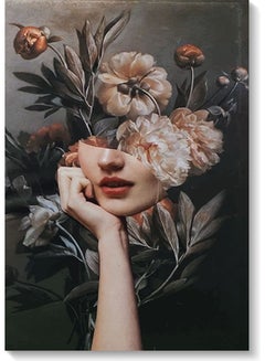 اشتري لوحة فنية جدارية مطبوعة برسمة فتاة مع زهور متعدد الألوان 40x60سم في الامارات