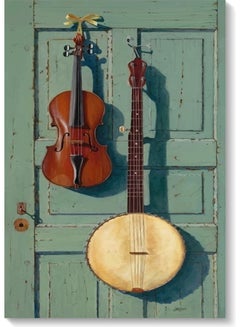 Buy Violin And Banjo Wall Art Multicolour 40x60cm in Saudi Arabia